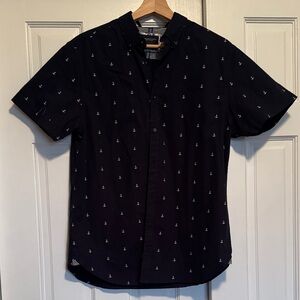 Denim and Flower Nautical Navy Blue Men's Shirt Size Medium